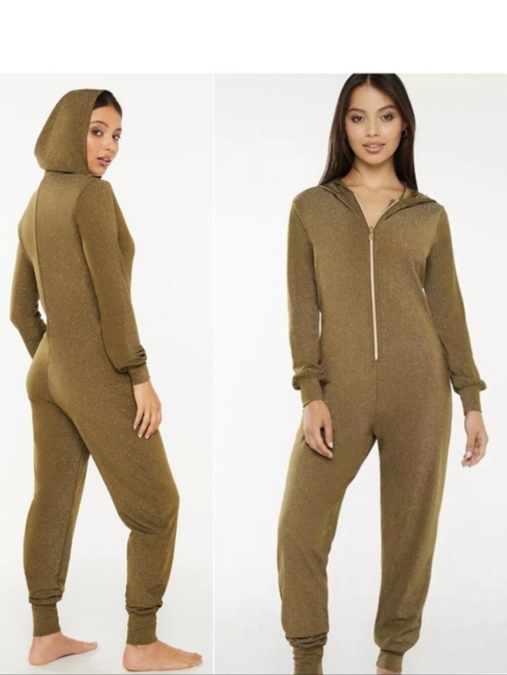 Savage X Fenty Olive Hooded Zip-Front Loungewear Jumpsuit
